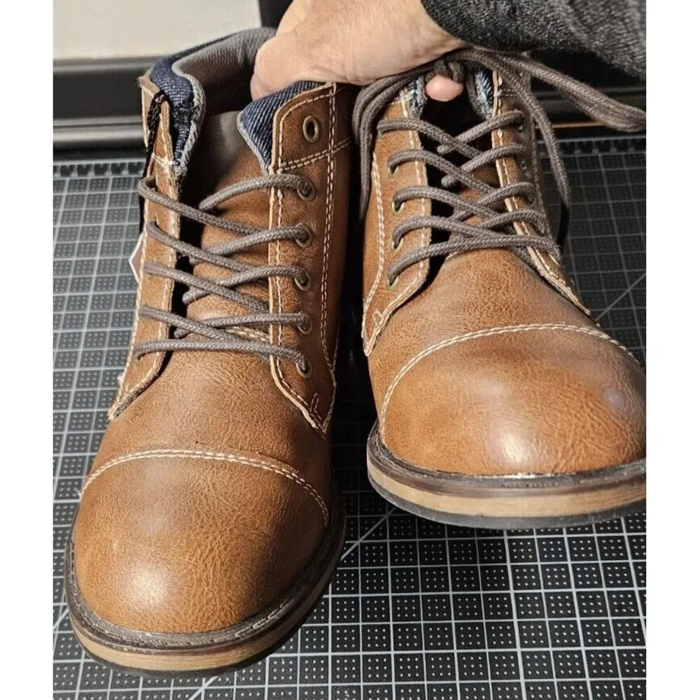 Sonoma Goods for LIfe Protector boys' 4 Med ankle boots faux leather cognac‎